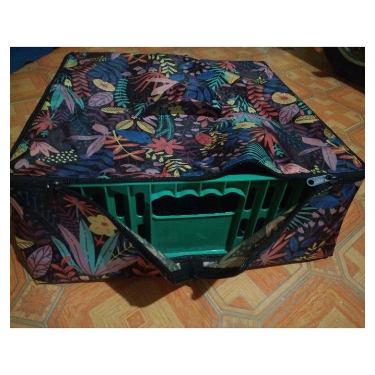 Tas krat gelas muat 1 krat / Tas penyimpanan krat gelas bahan anti air, kuat tebal