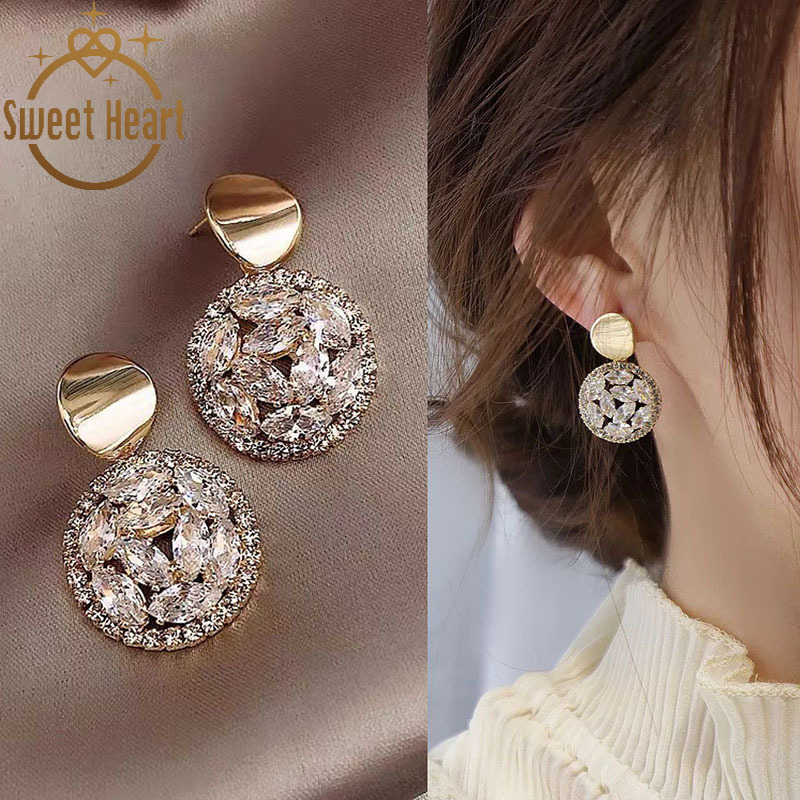 Bright Round High-end Earrings Trendy Korean Temperament Earrings Exaggerated Personality Earrings Creative Gifts.