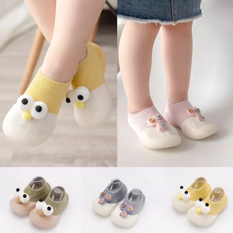 Sepatu Bayi Laki Laki Perempuan Baby Newborn 1 2 Tahun Prewalker Shoes Baby Sepatu Kaos Kaki Anak Bayi Korea Lucu SKIDDER EMMO