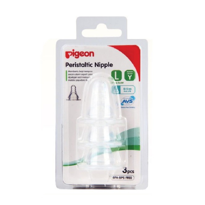 Pigeon Peristaltic Slim Neck Nipple L (isi 3pcs)