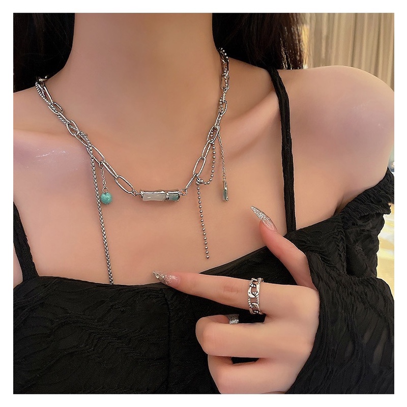 Kalung Rumbai Bambu Bahan Titanium Steel Untuk Wanita