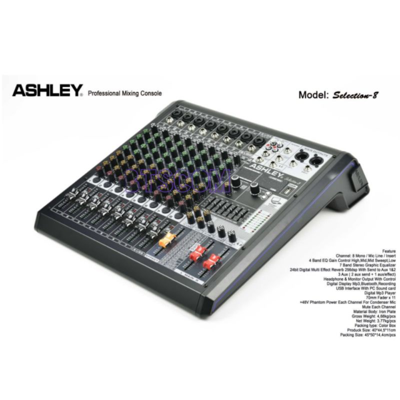 MIXER AUDIO ASHLEY SELECTION8 MIXER ASHLEY 8 CHANNEL BLUETOOTH RECORDING SELECTION 8