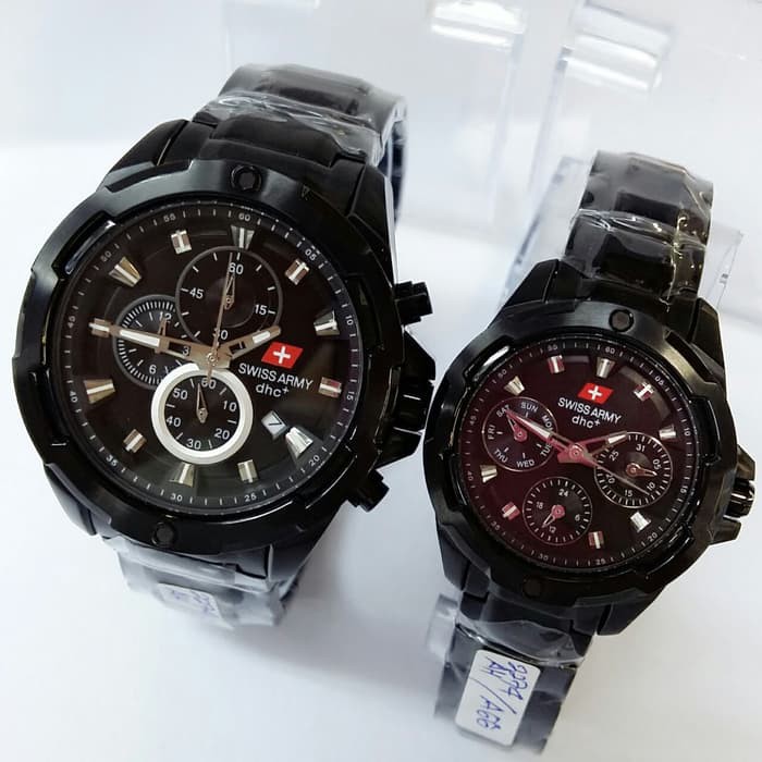 Sale JAM TANGAN COUPLE SWISS ARMY 2274 HITAM (ORIGINAL) Terbaik