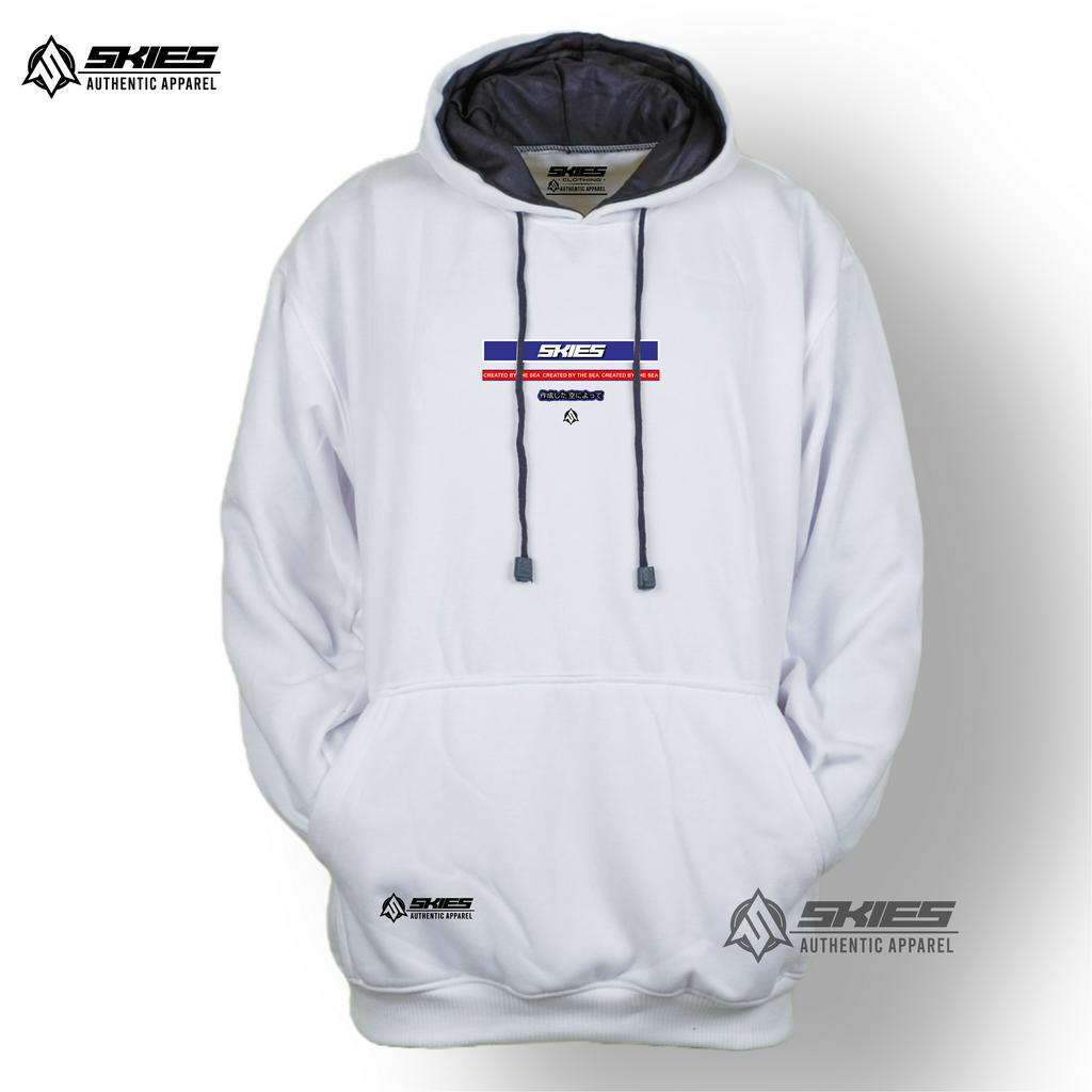 Sweater Hoodie Premium Pria TERBARU Skies Japanese Warna Putih Bahan Fleece Tebal Hangat Suiter Cowo Kekinian