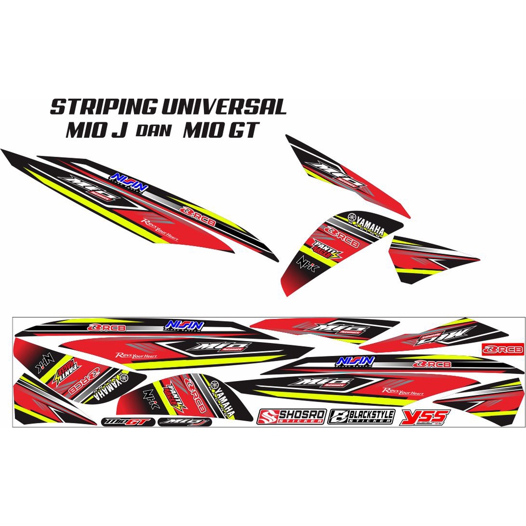MOTIF LIS STIKER STICKER STRIPING VARIASI YAMAHA MIO J/MIO GT BARU SIMPLE RACING TERBARU LIST HIJAU 