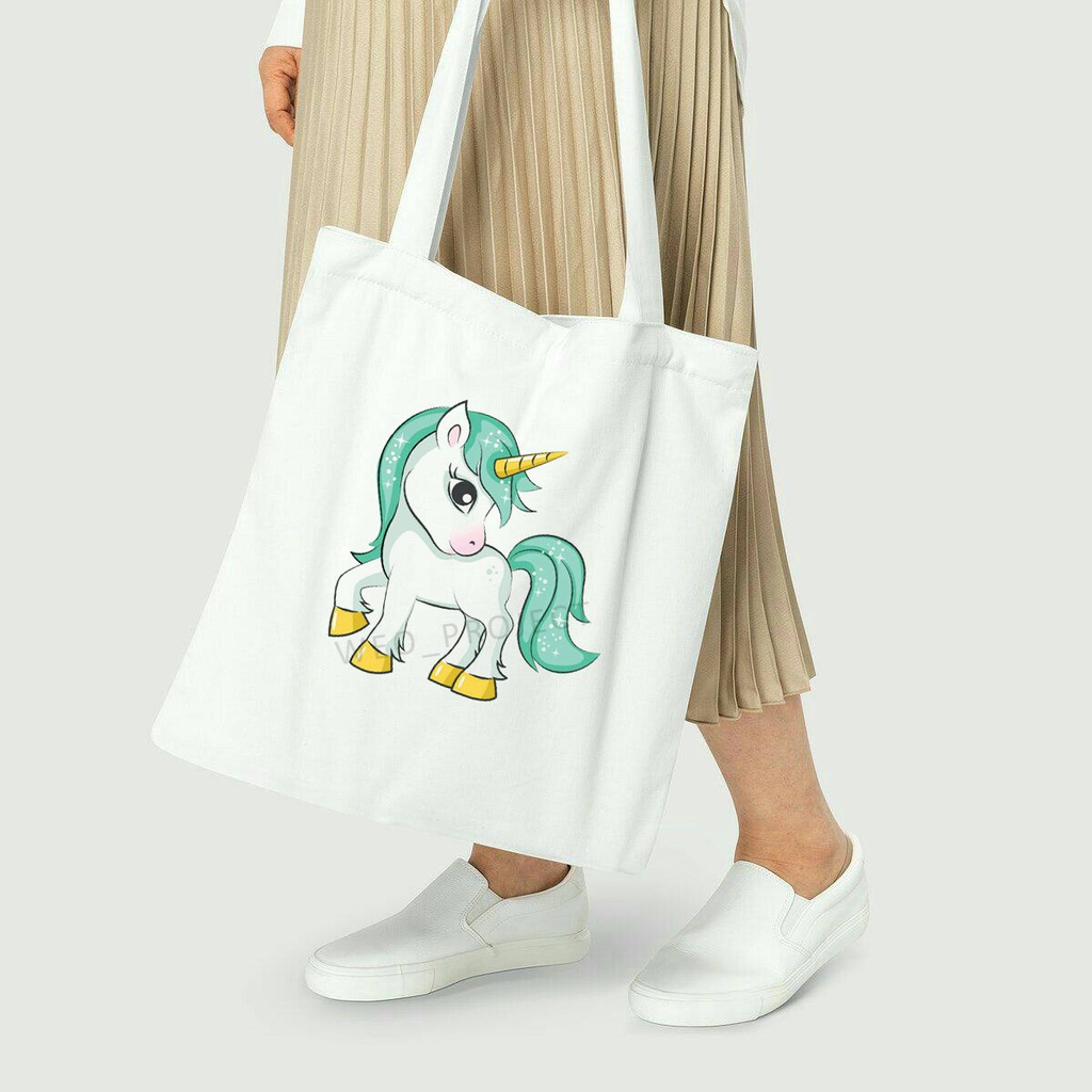 TOTE BAG KANVAS MURAH / TOTE BAG WANITA / TOTE BAG MOTIF UNICORN