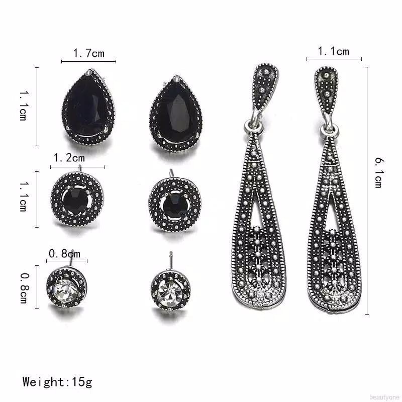 Anting Tusuk Wanita Set Isi 4 Pasang Mode; Kristal DHG2