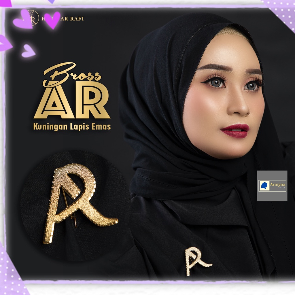 Bross Baju ARRAFI AR Hijab Huruf Kumingan Lapis Emas Gold Full Grafir Mewah Premium Kekinian Origina