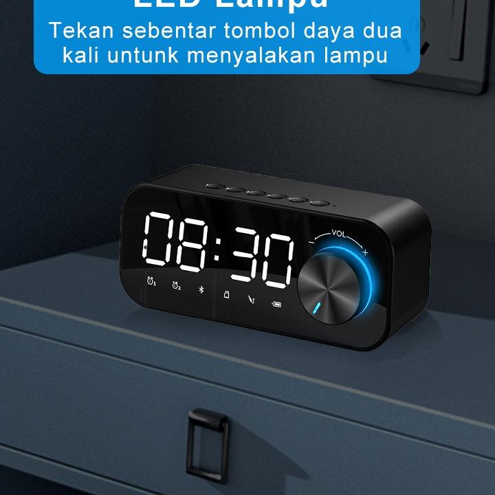 Recomended.. ColorCoral Lampu Speaker Bluetooth Portable Bass Jam Alarm Clock LED Display Spiker Blu