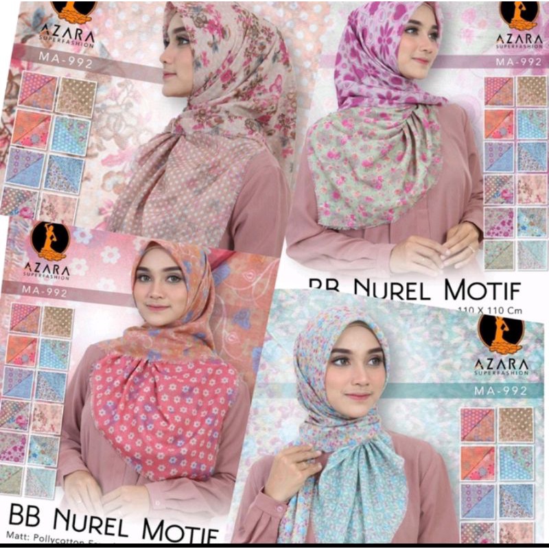 Hijab BB nurel motif/ Pollycoton Francis/Hijab Murah