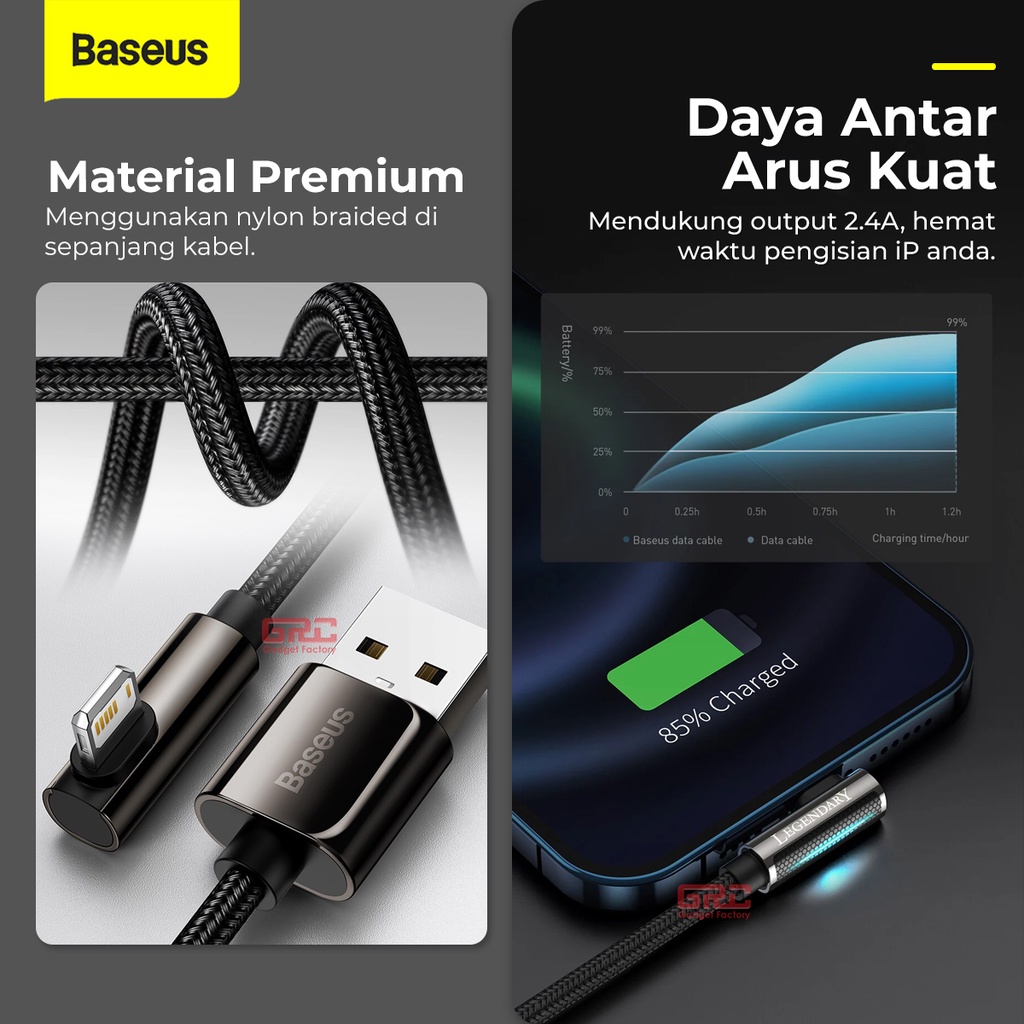 Kabel Data Fast Charging Baseus USB Gaming Mobile iPhone Lightning 2.4