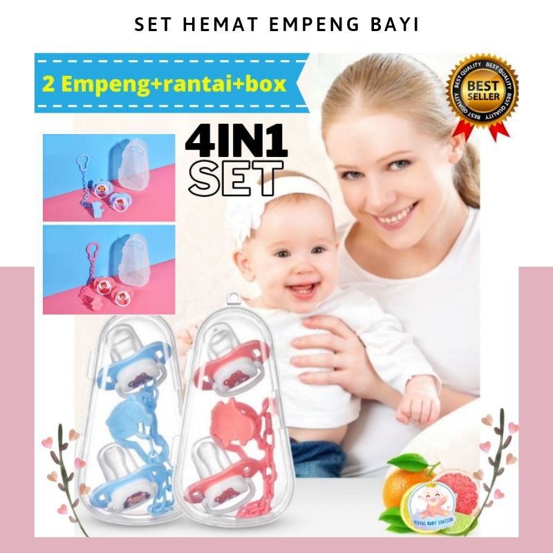 4in1 Set Empeng Dot Free Box Nipple Gepeng dan Round Murah