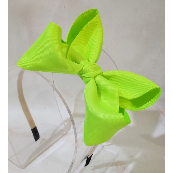 bando pita neon/ hijau stabilo/ bando neon/ jepit neon/ jepit rambut pita neon / pita hijau / bandan