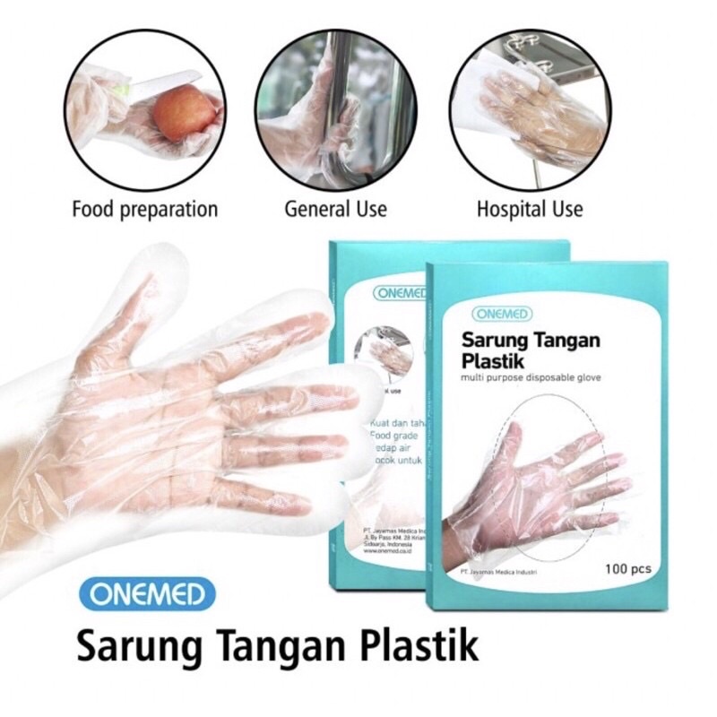 Sarung Tangan Plastik Onemed Box Isi 100 Pcs/ Sarung Tangan Plastik Onemed Box Isi 100 Pcs