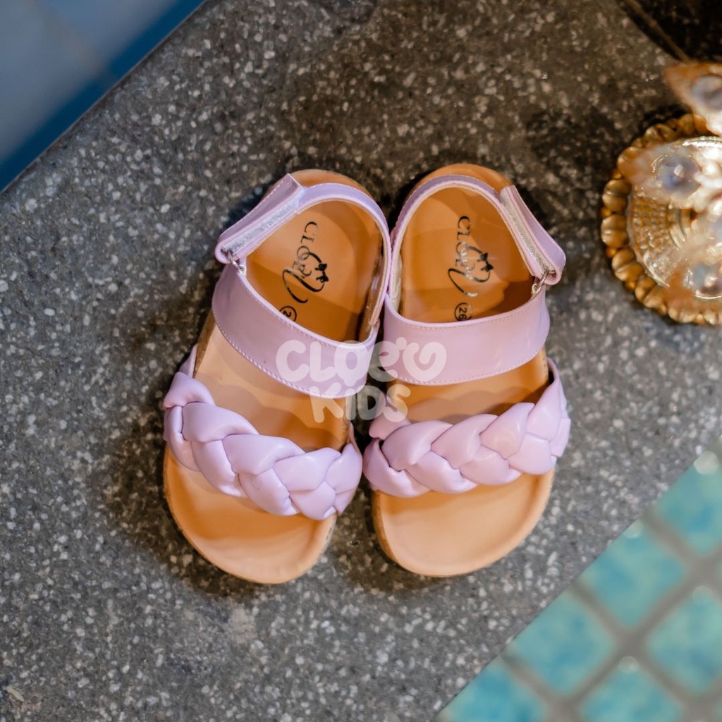 CLOEVKIDS - READY STOCK Nadira Size 22-35 Sepatu Sandal Kepang Anak Perempuan Slip On Flat Lucu