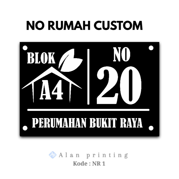 NOMOR RUMAH CUSTOM MEDIA KAYU 20X30 CM KODE NR ads GLOSY