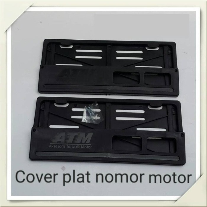 New Tatakan Tempat Cover Plat Nomor Motor Universal 1 Set Isi 2 Hitam