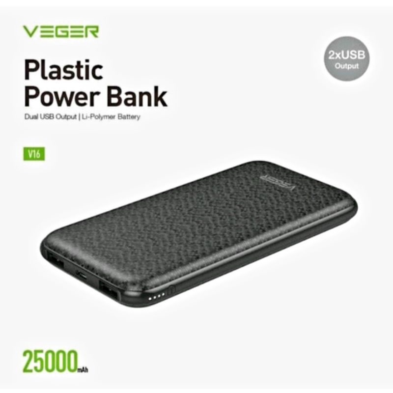 Powerbank Veger / POWER BANK VEGER V16 25.000mah Slim Original