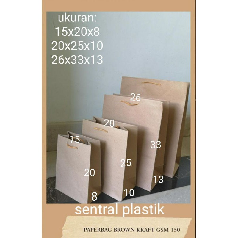 

PAPERBAG COKELAT CRAFT Ukuran 15x20x8 cm PAPERBAG POLOS GOODIE BAG