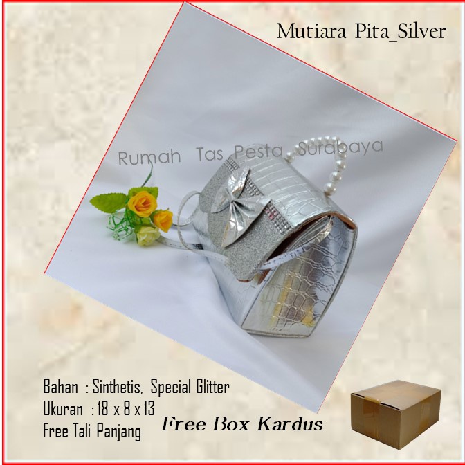 Tas Seserahan,Tas Souvenir,Tas Home Made ,Mutiara Pita_Silver