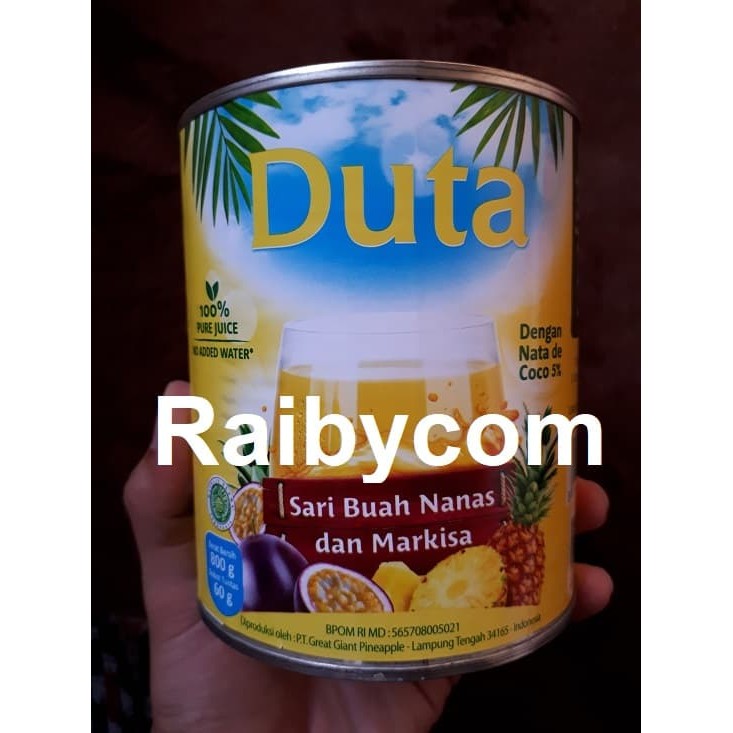 Duta Jus Sari Buah Nanas Murni dan Markisa dengan Nata de Coco Kaleng