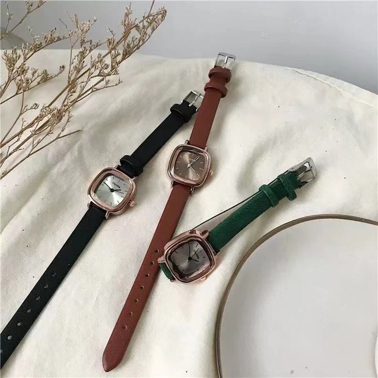 (GROSIRJAYA32) Jam Tangan NAFISA Kecil Wanita Analog Strap Pu Dial Gaya Retro Korea Jam Tangan Bisnis