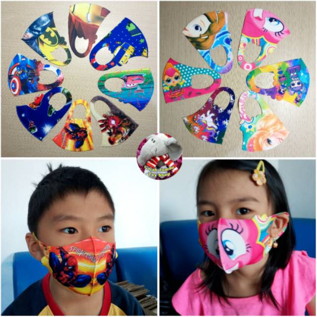  Masker  Anak Kain Scuba  Karakter  Lucu  Cowo Cewe Shopee 