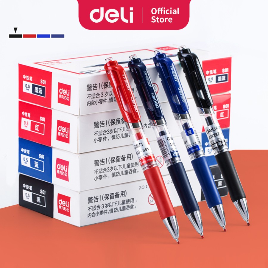 

Deli Gel Pen Pulpen Gel Retractable Warna Hitam 0.5 mm S01 (PCS)