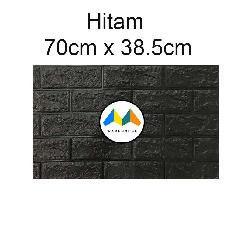 MW Wallpaper Foam Hitam Bata 3D Bata Warna Hitam Premium Wall Paper Sticker Tebal 3MM-70cm x 38.5cm