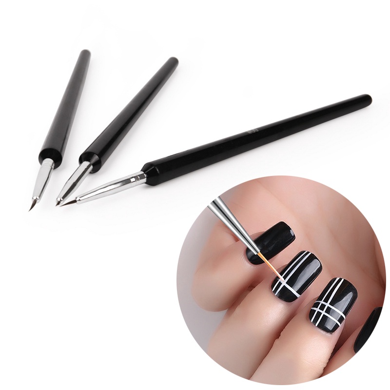 3 Pcs Kuas Lukis Garis Bunga Gel UV Untuk Nail Art Manicure