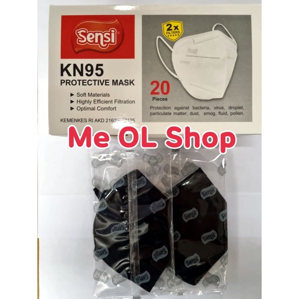 SENSI KN95 6PLY HITAM ORIGINAL TERUMURAH EMBOSS SENSI MASK