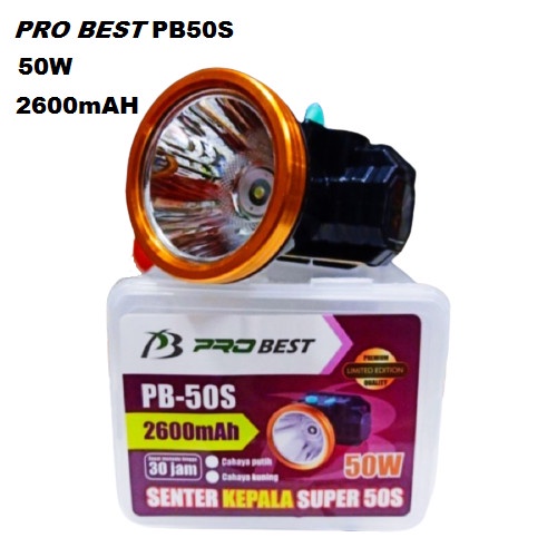 Barangunik2021-Senter Kepala Probest 50 Watt PB-50S Cahaya Putih - Cahaya Kuning/Headlamp Charger 50 watt