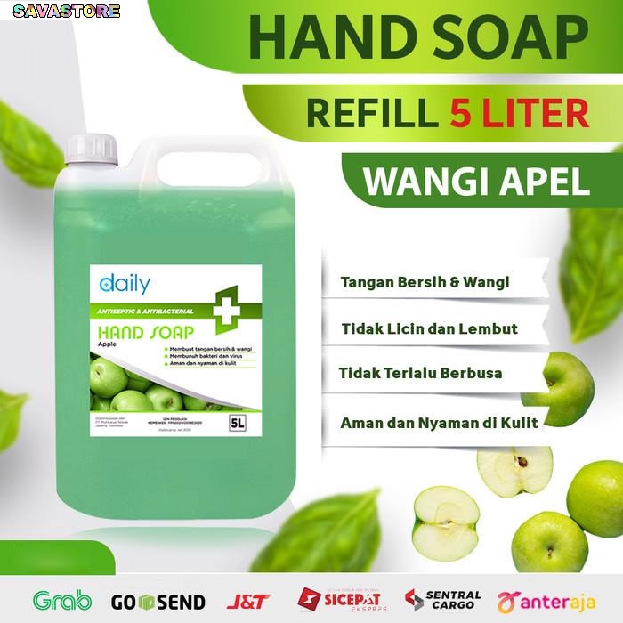 Sabun Cuci Tangan Daily Antiseptik &amp; Antibakteri HandSoap 5 liter Apel