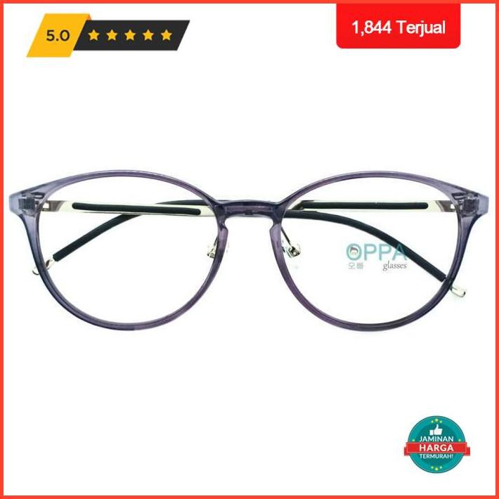 10.10 Frame Kacamata Korea Pria Wanita Minus Op56 Gy Gray Bulat Premium