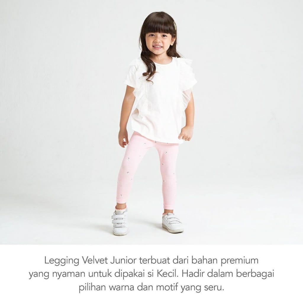 [2-5 Tahun] VELVET JUNIOR (1pcs) Legging Kids Leging Anak Polos Solid Full Print Motif