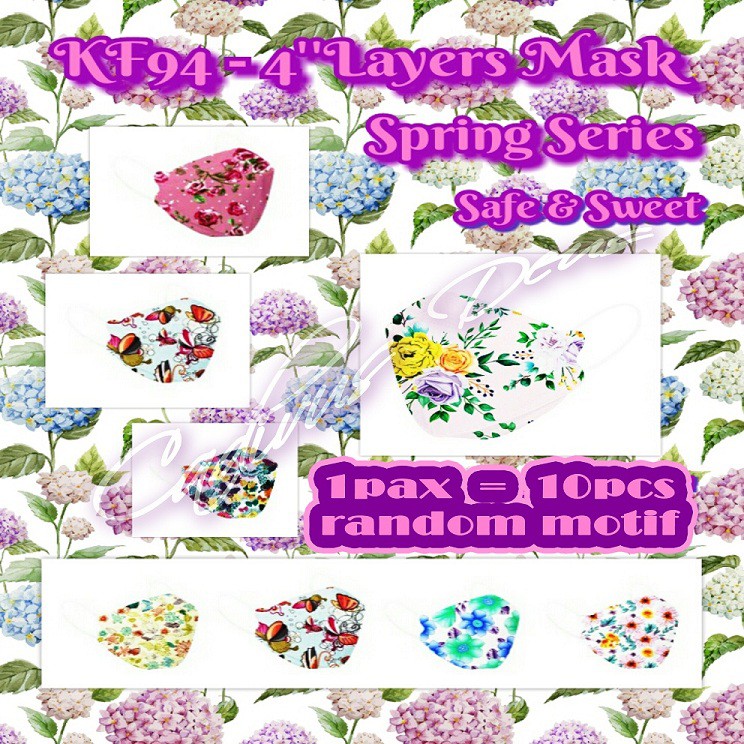 MASKER KF94 - ISI 10PCS - BATIK - FLORIST - RAINBOW