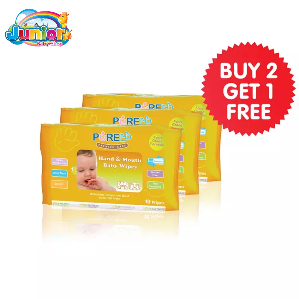 Pure Baby Wipes Orange 60s (Buy 2 get 1) - Tisu