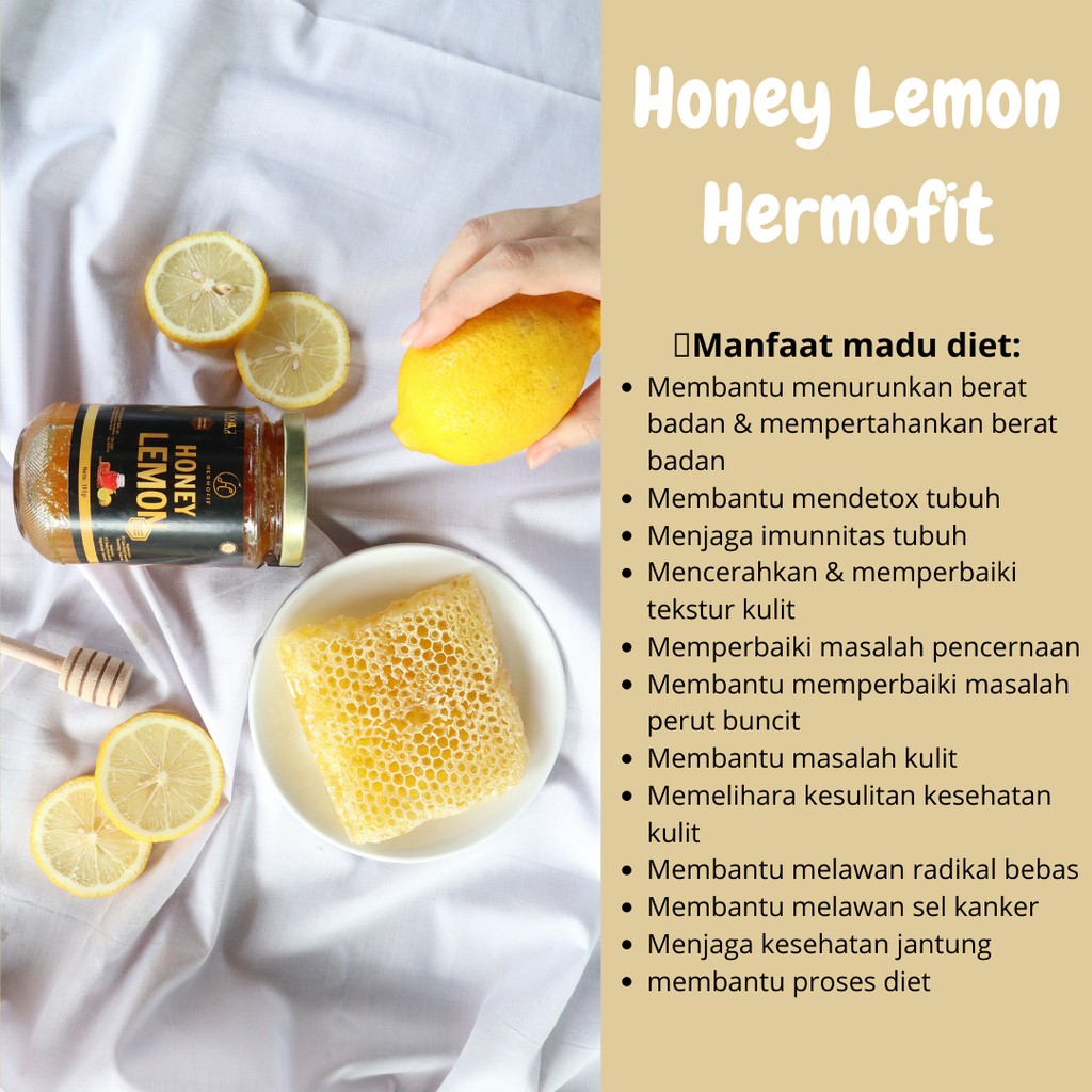 Hermofit Honey Lemon 380gr 100 Madu Herbal Asli Lemon Madu Diet Menurunkan Berat Badan Indonesia