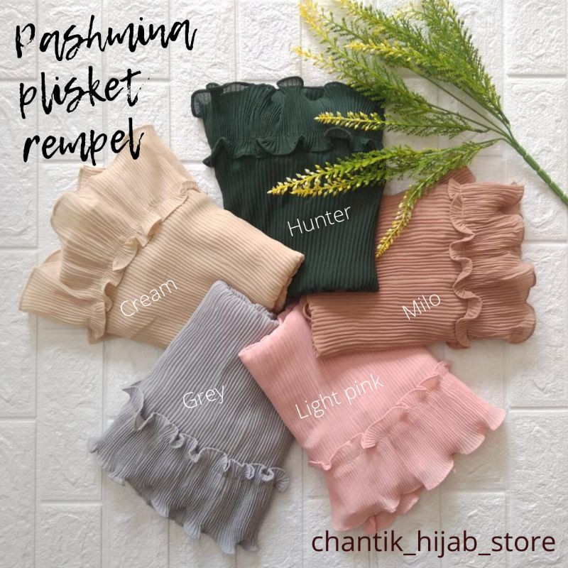 pashmina plisket/pashmina plisket rempel/pashmina babydoll plisket