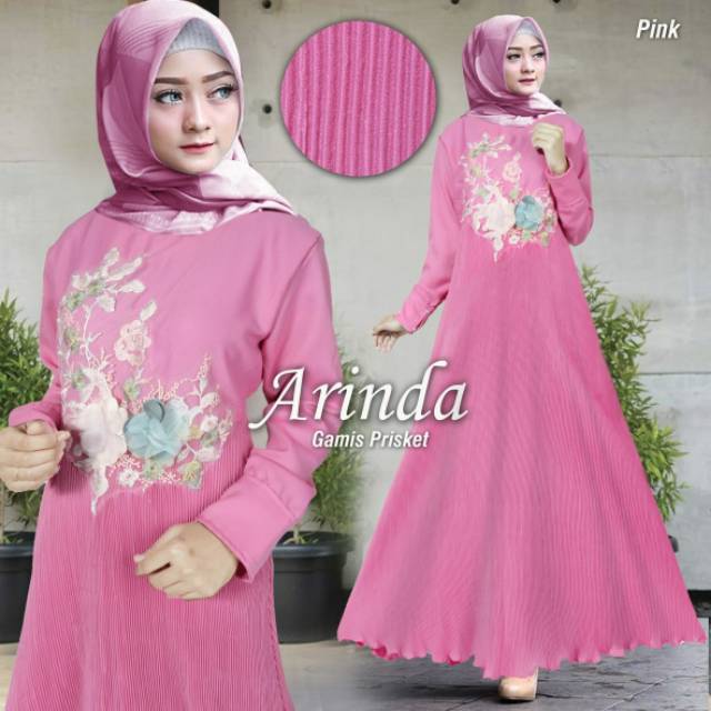 Gamis plisket bunga arinda