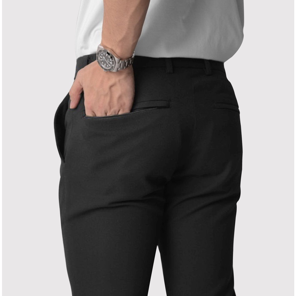 Dritto Ankle Pants - Celana Bahan Formal Slim Fit - Hitam