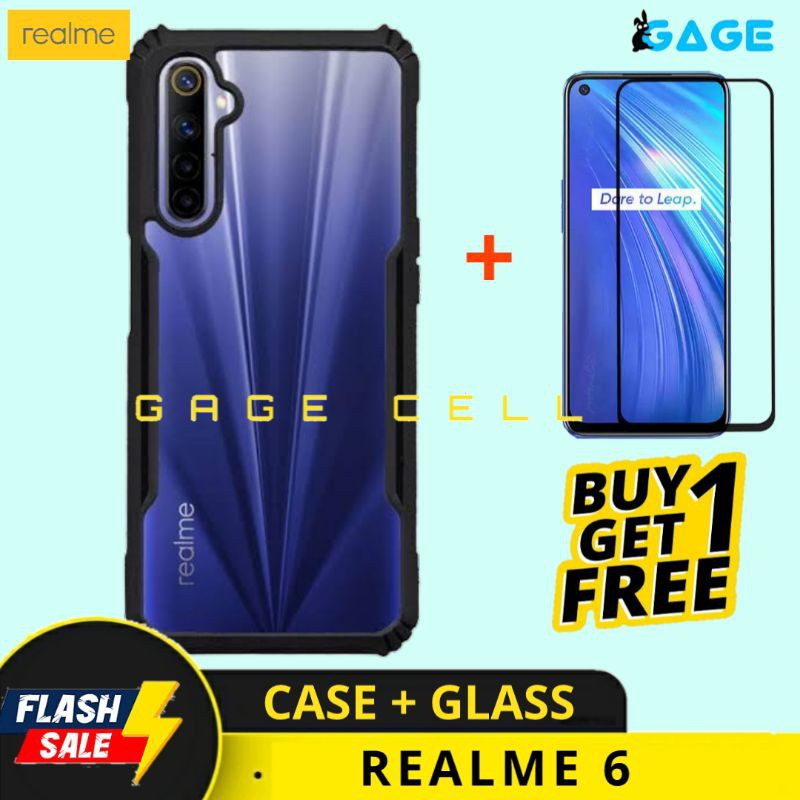 FREE ✅ TEMPERED GLASS FULL REALME 6 - HARDCASE SOFTCASE CASE FUZE ARMOR REALME6 CASING COVER SILIKON