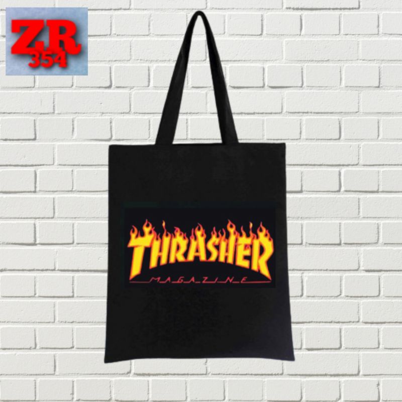 tote bag THRASHER MAGAZINE / tote bag resleting / tote bag pria / tote bag wanita / tas tote bag DIS