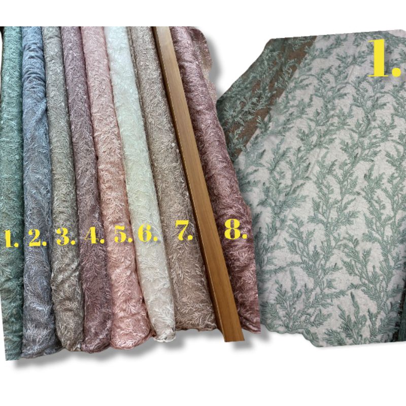 KAIN TILE KOREA/TILE MOTIF TUMPAL/TILE AKAR MUTIARA/TILE MOTIF AKAR/TILE BORDIR GLITER/TILE METERAN/