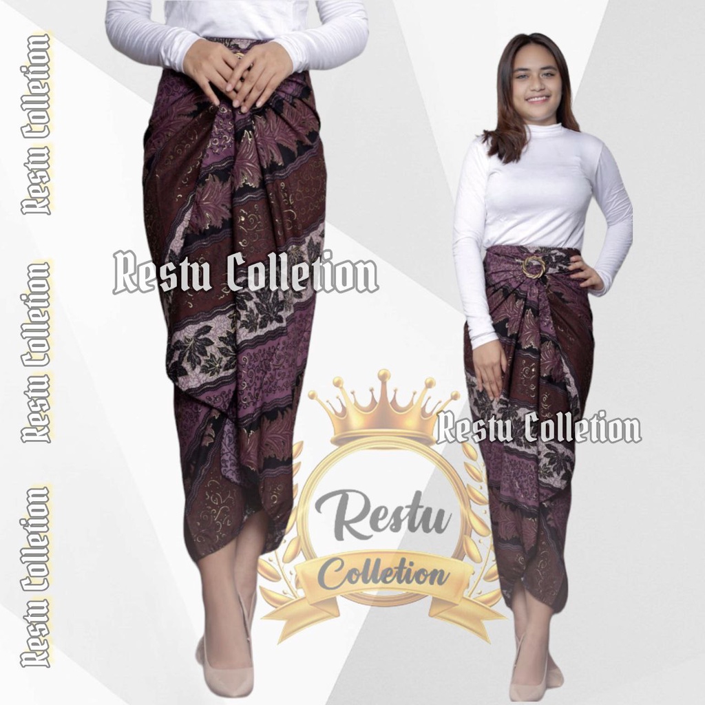 COD Rok Lilit Warp Skirt Motif Lili Gold Batik Bawahan Kebaya Wisuda Kondangan Nikahan Tunangan Perpisahan Wanita Premium Bahan Kain Sutra HQ Jumbo