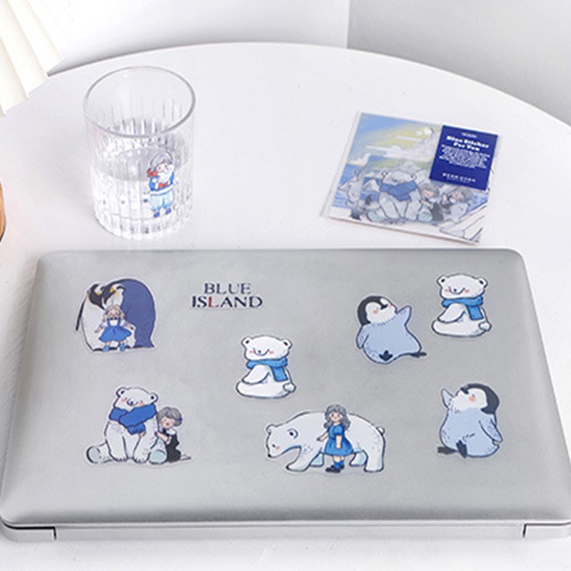 Papermore 20pcs Stiker Motif Island Warna Biru Untuk Dekorasi Handbook