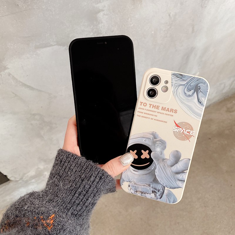 Fashion Space Astronaut Soft Case OPPO A71 Realme 5 5S 5i C3 C15 C12 Narzo 20 7i C17 8 Pro Black Casing Xiaomi Redmi Note 8 9 10 Pro