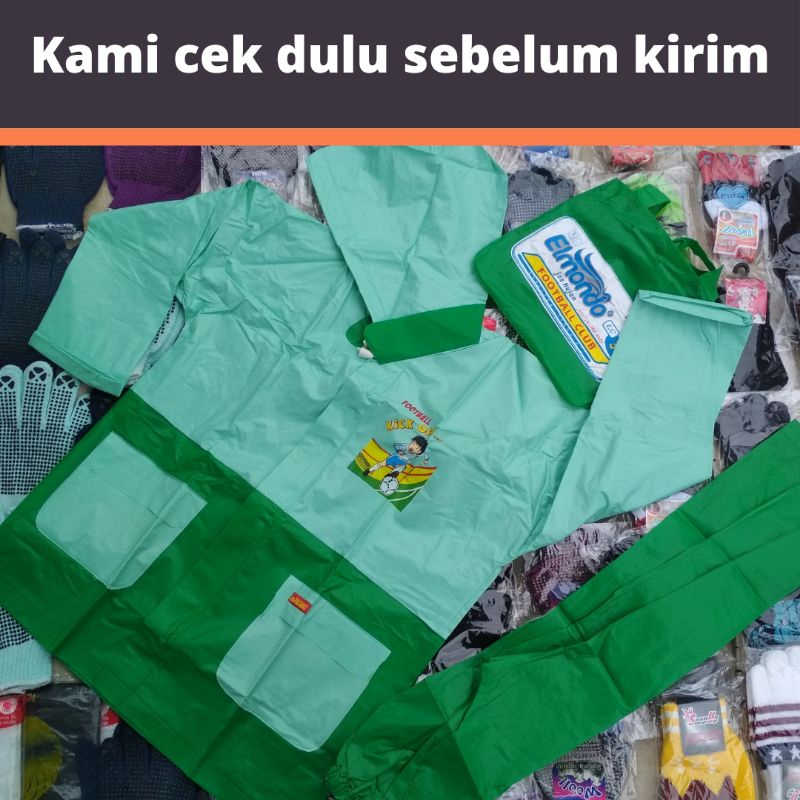 Mantel jas hujan anak setelan jaket celana 4-8 tahun Elmondo Nouvo 302 football 303