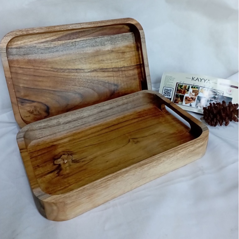 Jual Km Kayya Nampan X X Cm Kayu Jati Aesthetic Baki Modern Murah Wood Tray Shopee