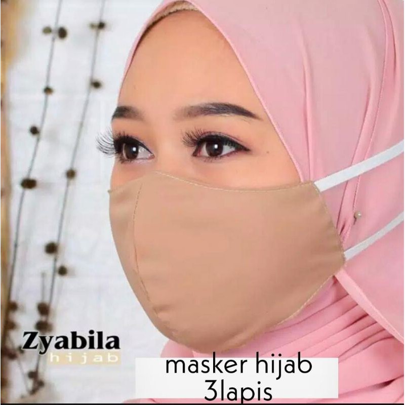 masker hijab premium 3 lapis bahan katun premium